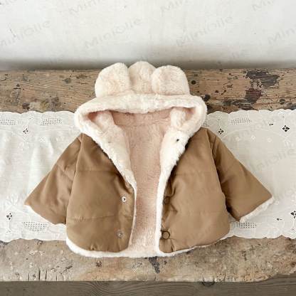 Baby Fleece Lined Solid Color Hooded Jacket - image 18