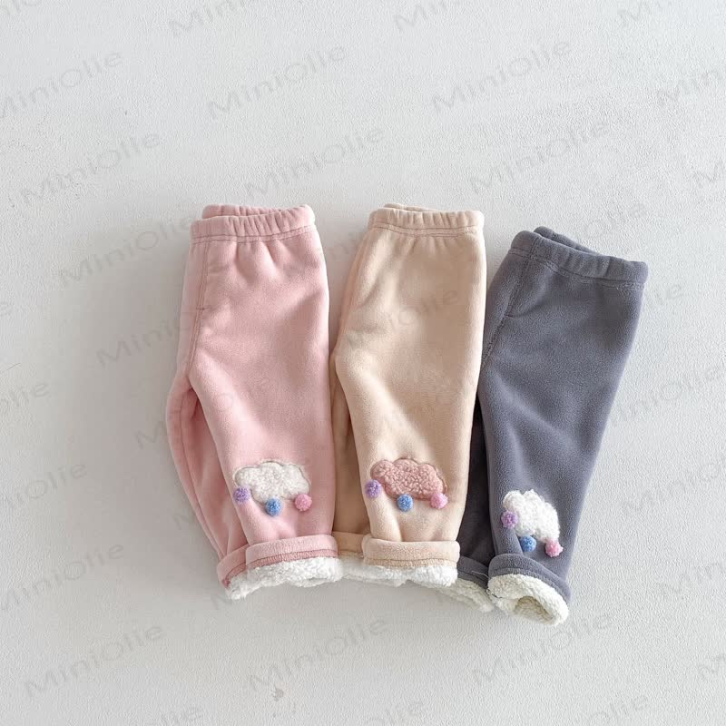 Baby Toddler Girl Clouds Fleece Lined Jogger Pants - image 5