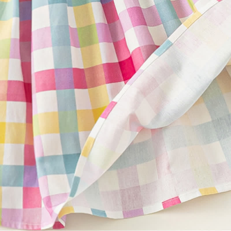 Toddler Lovely Colorful Plaid Suspenders Dress - image 8