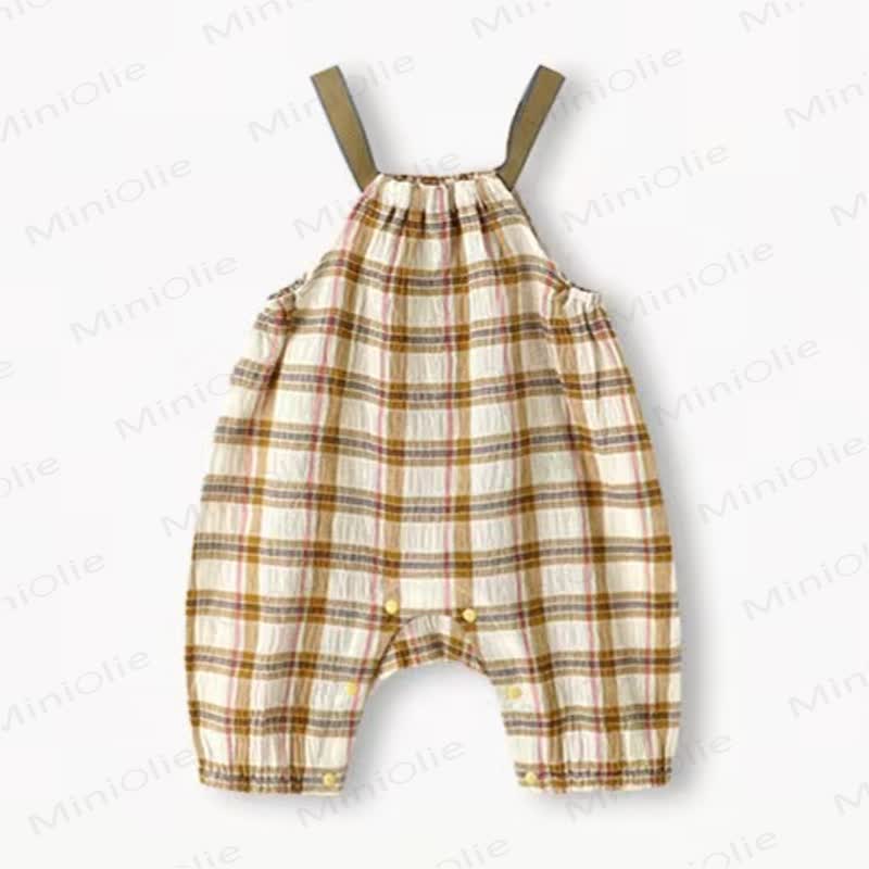 Baby Plaid Suspender Romper - Yellow - 18-24M - image 5