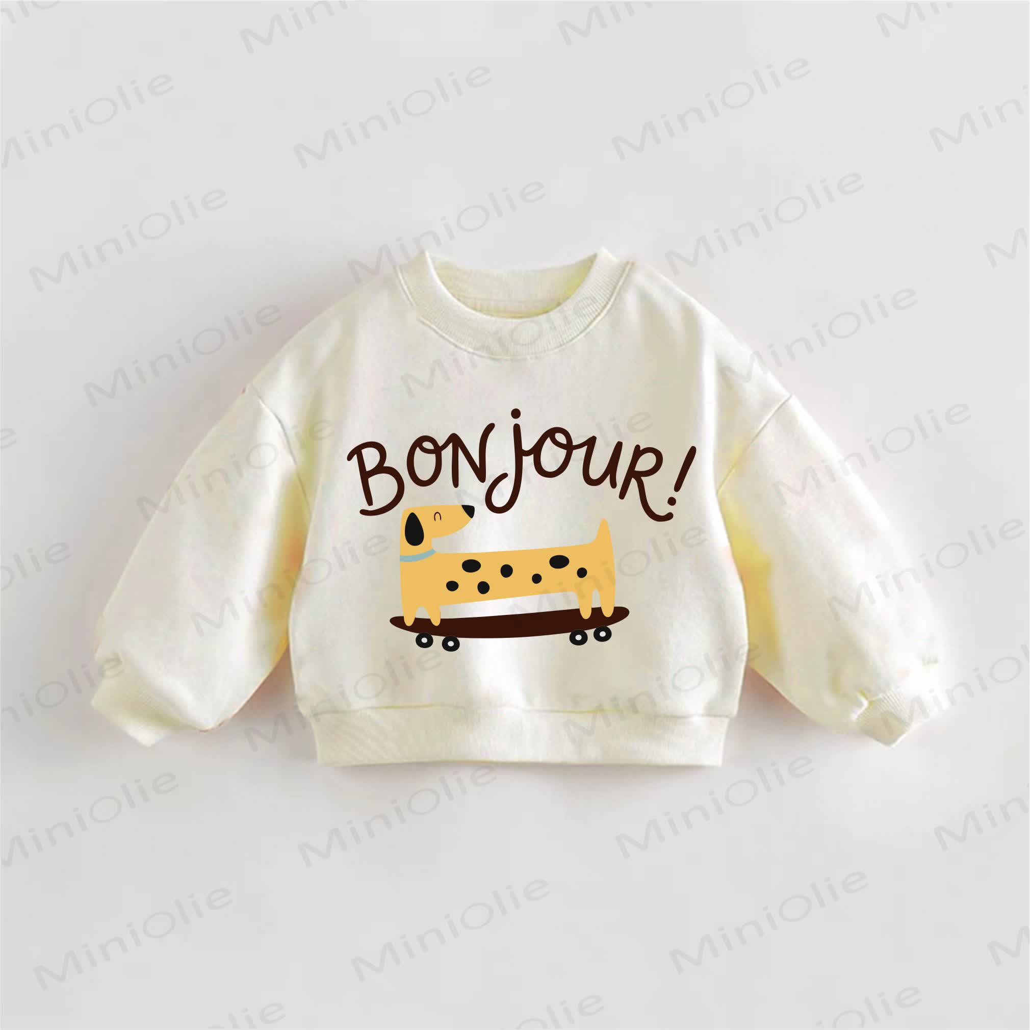 BONJOUR! Baby Toddler Sweatshirt - Cream - 3-5T - image 1
