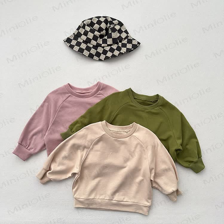 Toddler Solid Color Round Collar Casual Sweatshirt  - image 5