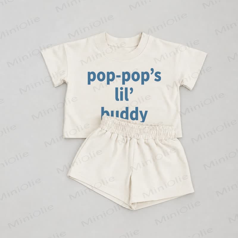 POP-POP'S LIL' BUDDY Baby White Tee and Shorts 2-piece Set - White - 2-3T - image 1