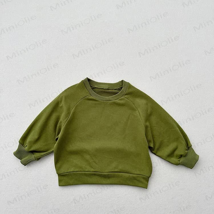 Toddler Solid Color Round Collar Casual Sweatshirt  - Green - 7-9T - image 12