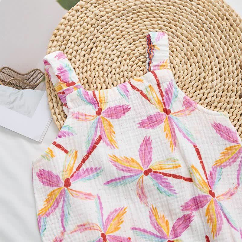 Baby Palm Tree Print White Jumpsuit with Hat - image 3