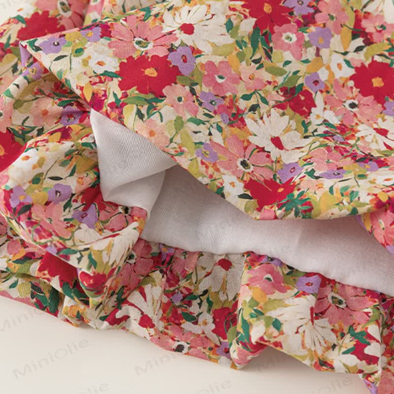 Toddler Cute Red Flower Suspenders Dress - image 9