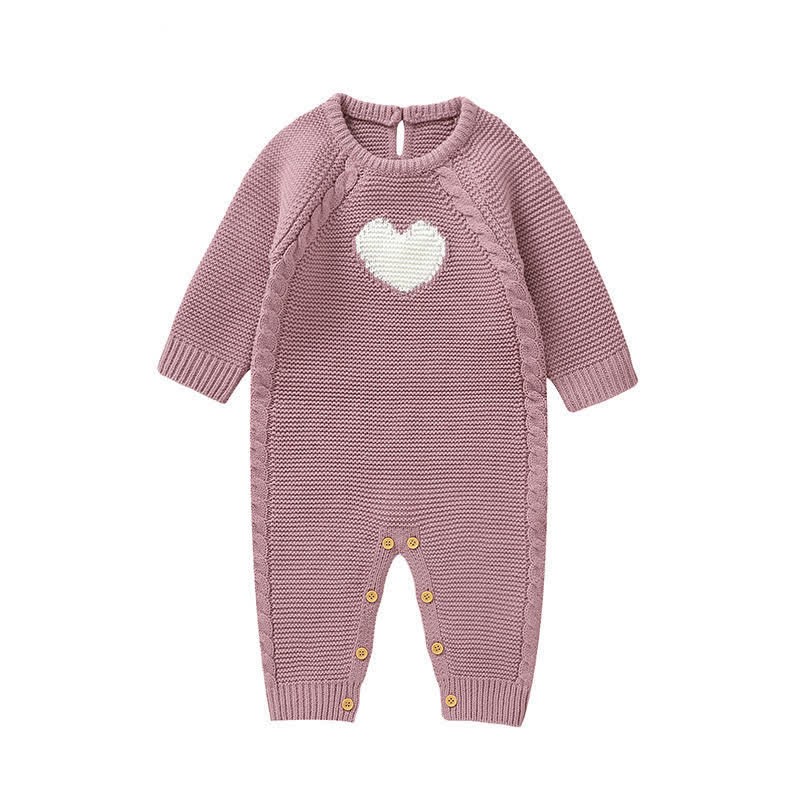 Baby Heart Knit Romper with Socks Gloves - image 2