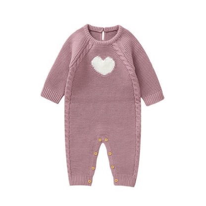 Baby Heart Knit Romper with Socks Gloves - image 2
