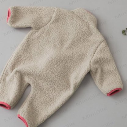 Baby Contrast Color Fleece Romper - image 19