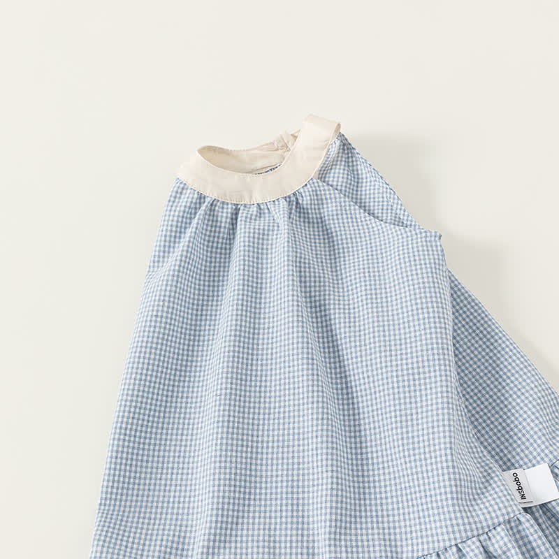 Toddler Blue Plaid Sleeveless Dress - image 4