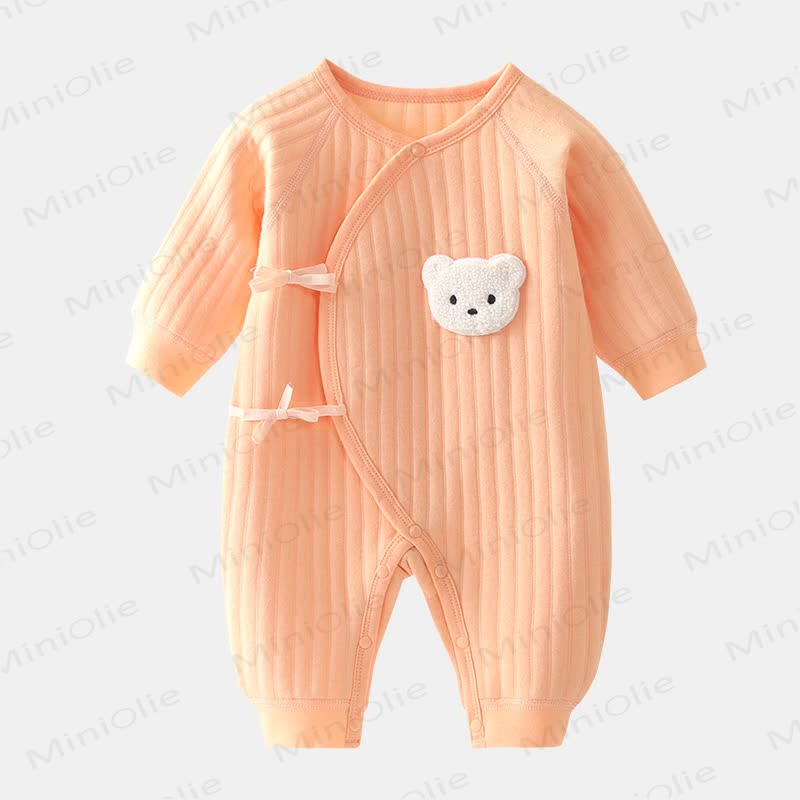 Baby Cute Bear Kimono Romper - Orange - 3-6M - image 3