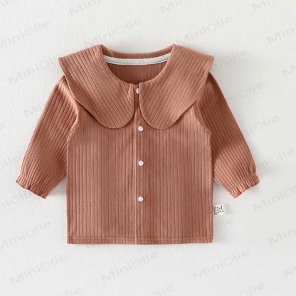 Baby Solid Color Shawl Cardigan T-shirt - Maroon - 2-3T - image 4