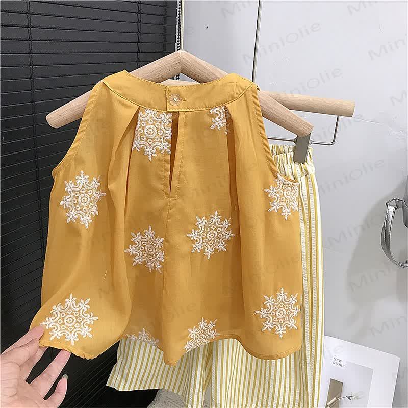 Toddler Embroidered Tnak and Striped Pants 2-Piece Set - image 6