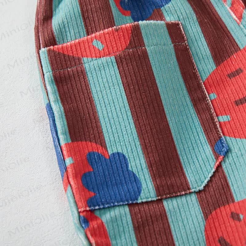 Baby Toddler Vertical Stripe Strawberry Print Corduroy Pants - image 5