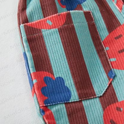Baby Toddler Vertical Stripe Strawberry Print Corduroy Pants - image 5