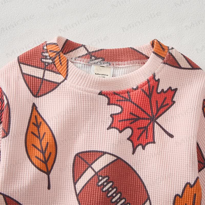 Baby Football Maple Waffle Sweartshit and Pants 2-piece Set - image 4