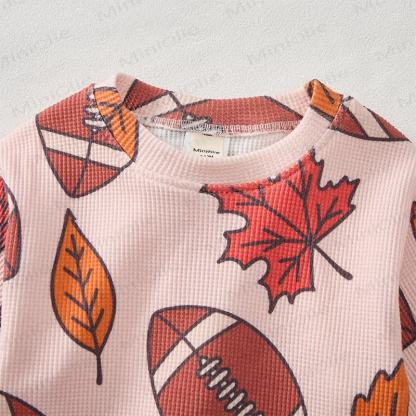 Baby Football Maple Waffle Sweartshit and Pants 2-piece Set - image 4