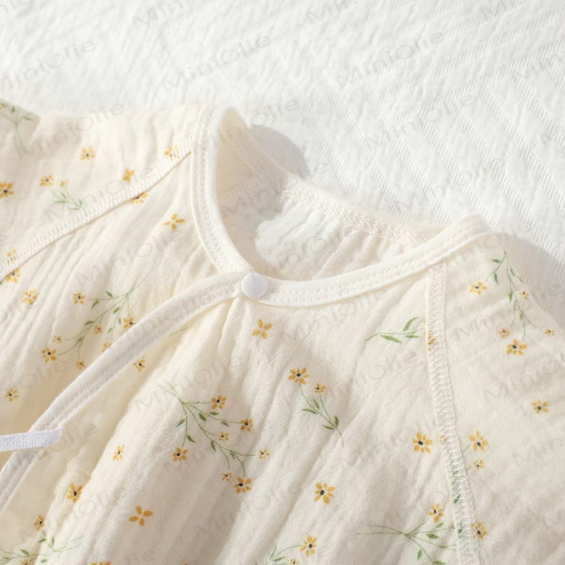 Baby Girl Orchid Daisy Beige Kimono Romper - image 4