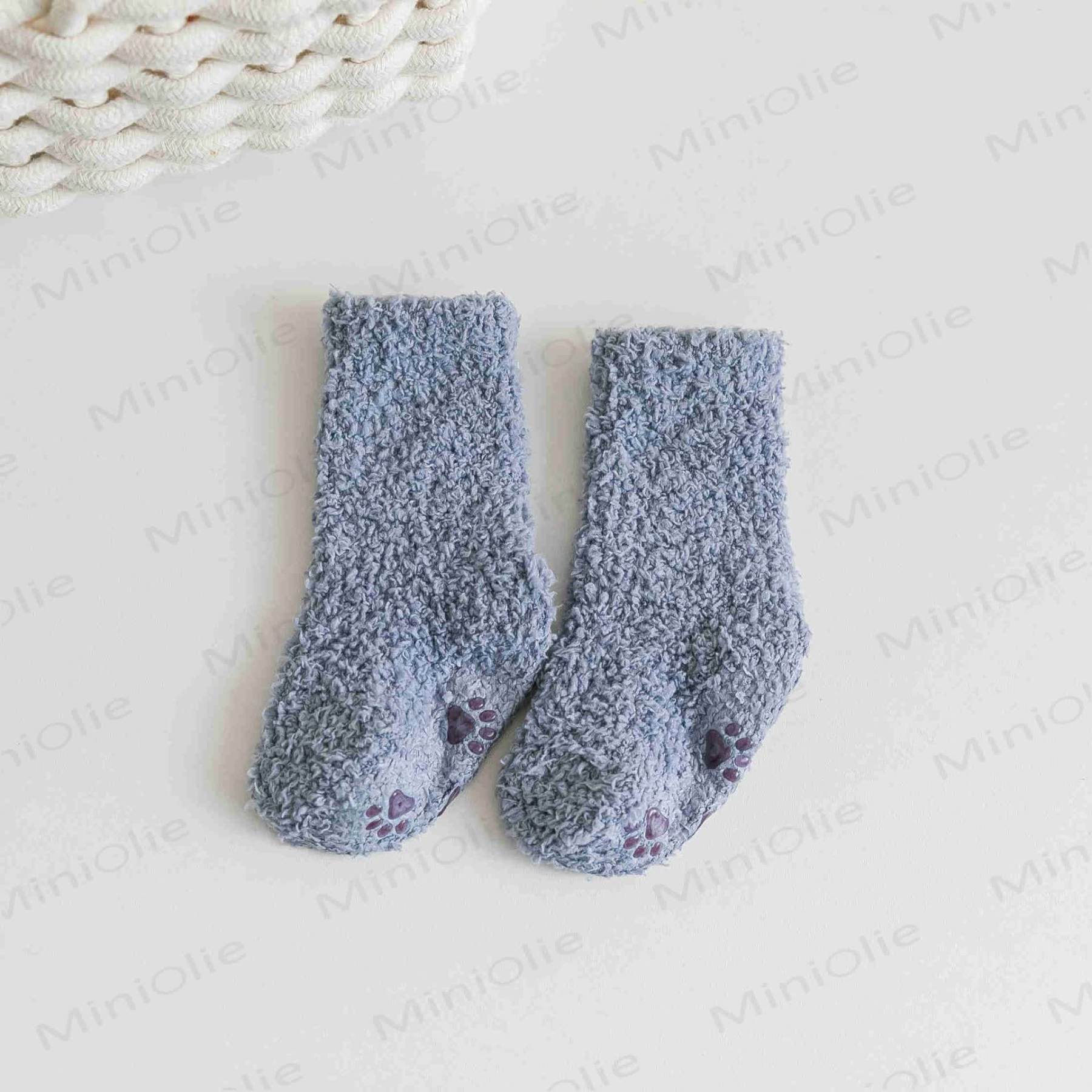 Baby Solid Color Fleece Floor Socks - Blue - 3-5T - image 11