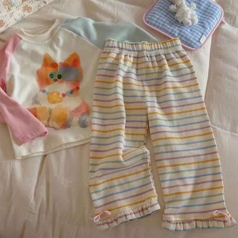 Toddler Lovely Striped Bow Pants - image 2