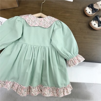 Toddler Flower Lapels Pastoral Style Dress - image 11