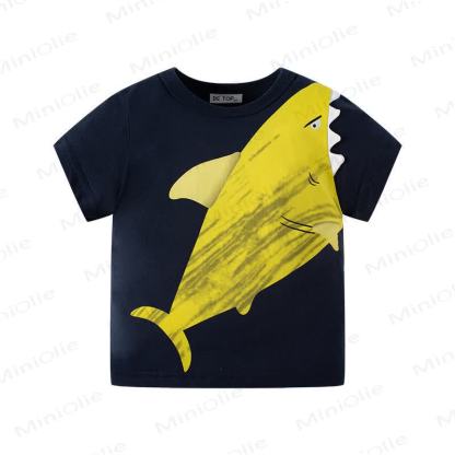 Kid Boy Cartoon Shark Printed T-Shirt - Navy Blue - 10Y - image 10