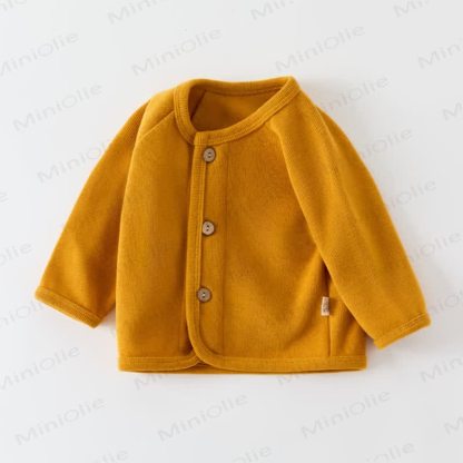  Baby Solid Color Knitted Cardigan Sweater - Ginger Yellow - 3-5T - image 6