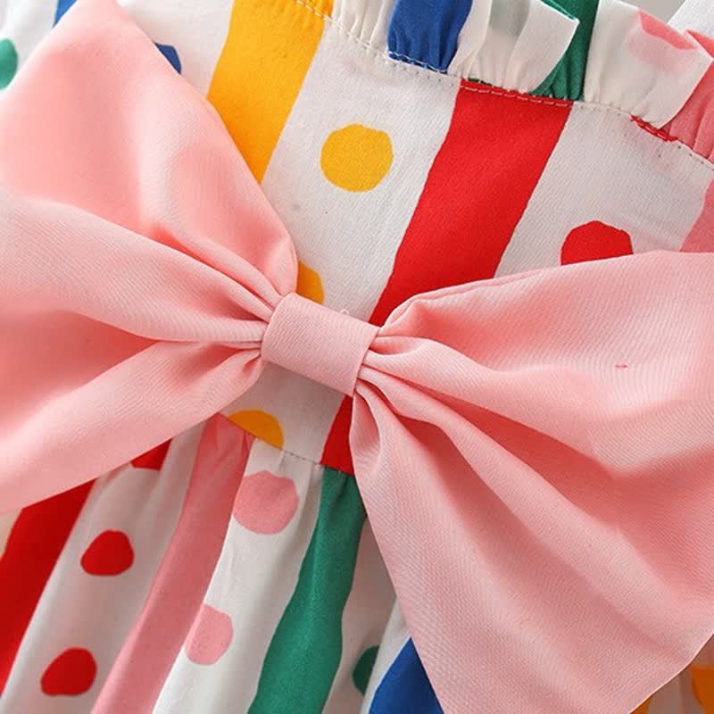 Baby Toddler Colorful Striped Dot Dress with Hat - image 7