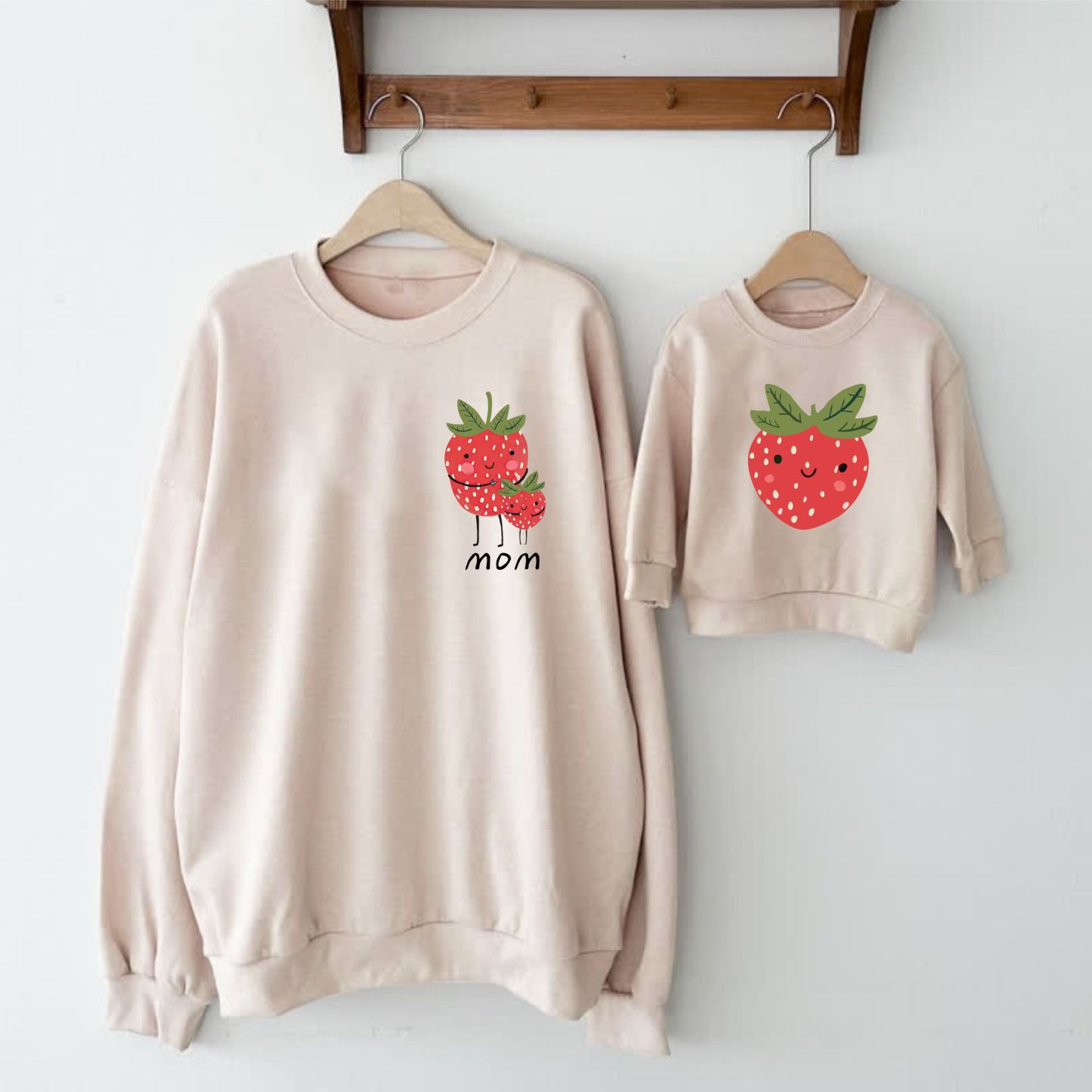 MOM Strawberry Mommy and Me Sweatshirt - Beige - Adult Sweatshirt: XL - image 1