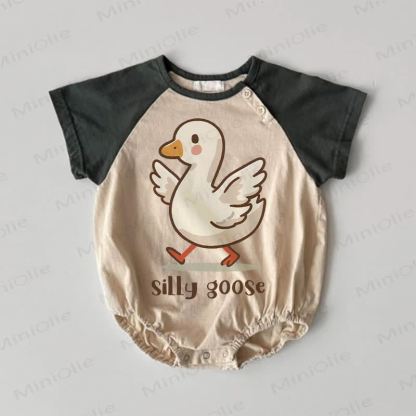 SILLY GOOSE Baby Contrast Sleeves Bodysuit - Khaki - 18-24M - image 1