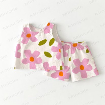 Baby Toddler Flower Pink Sleeveless Set - White - 3-4T - image 1