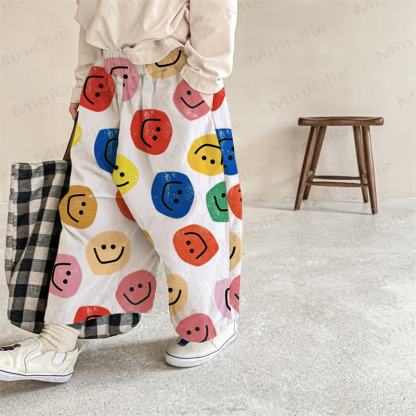 Baby White Smile Print Pants - White - 2-3T - image 1