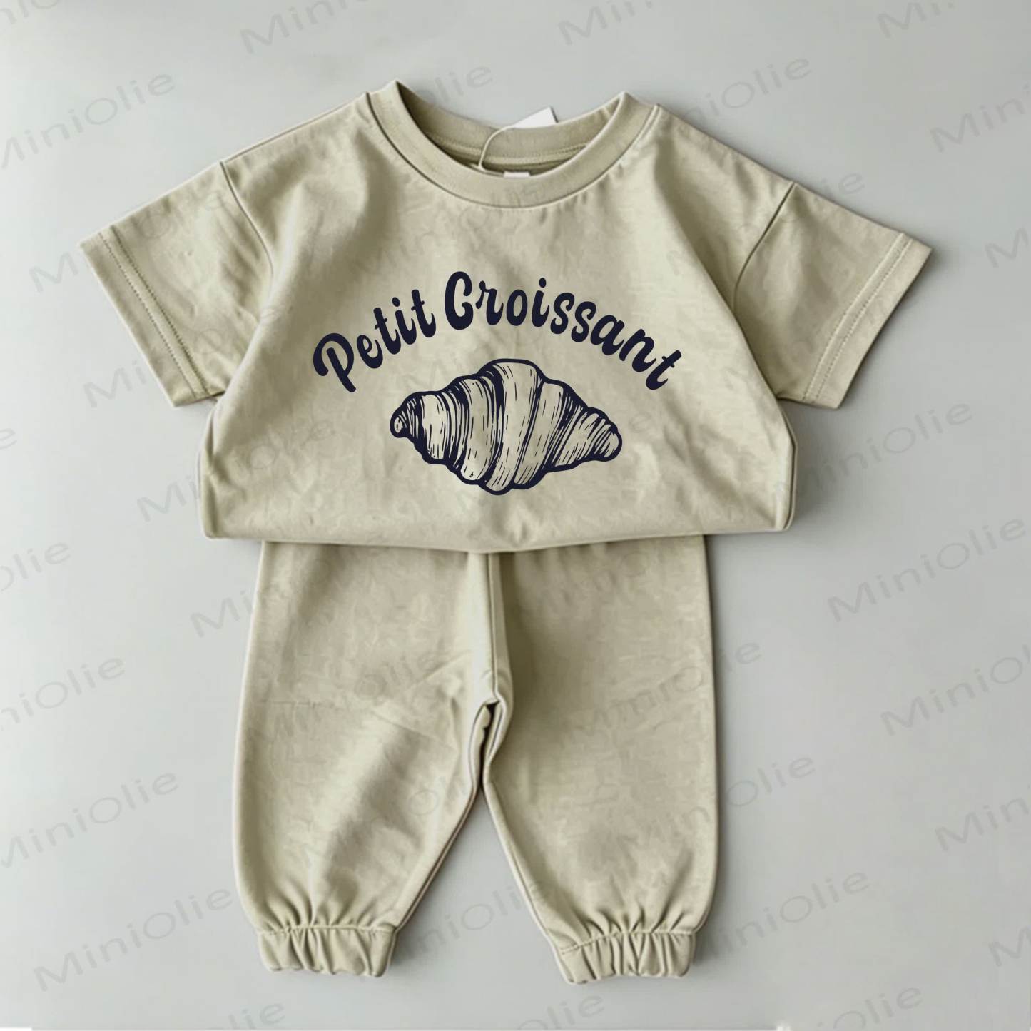 PETIT CROISSANT Baby Green Croissant Print Tee and Pants 2-Piece Set - Green - 2-3T - image 1