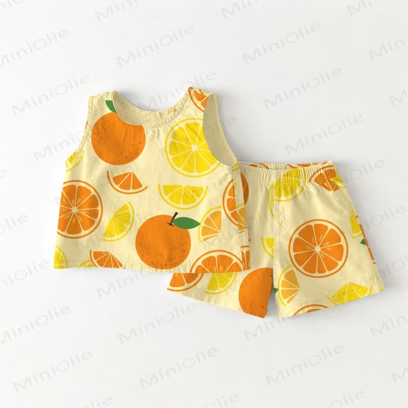 Baby Toddler Yellow Lemon and Orange Sleeveless 2-piece Set - Yellow - 3-4T - image 1