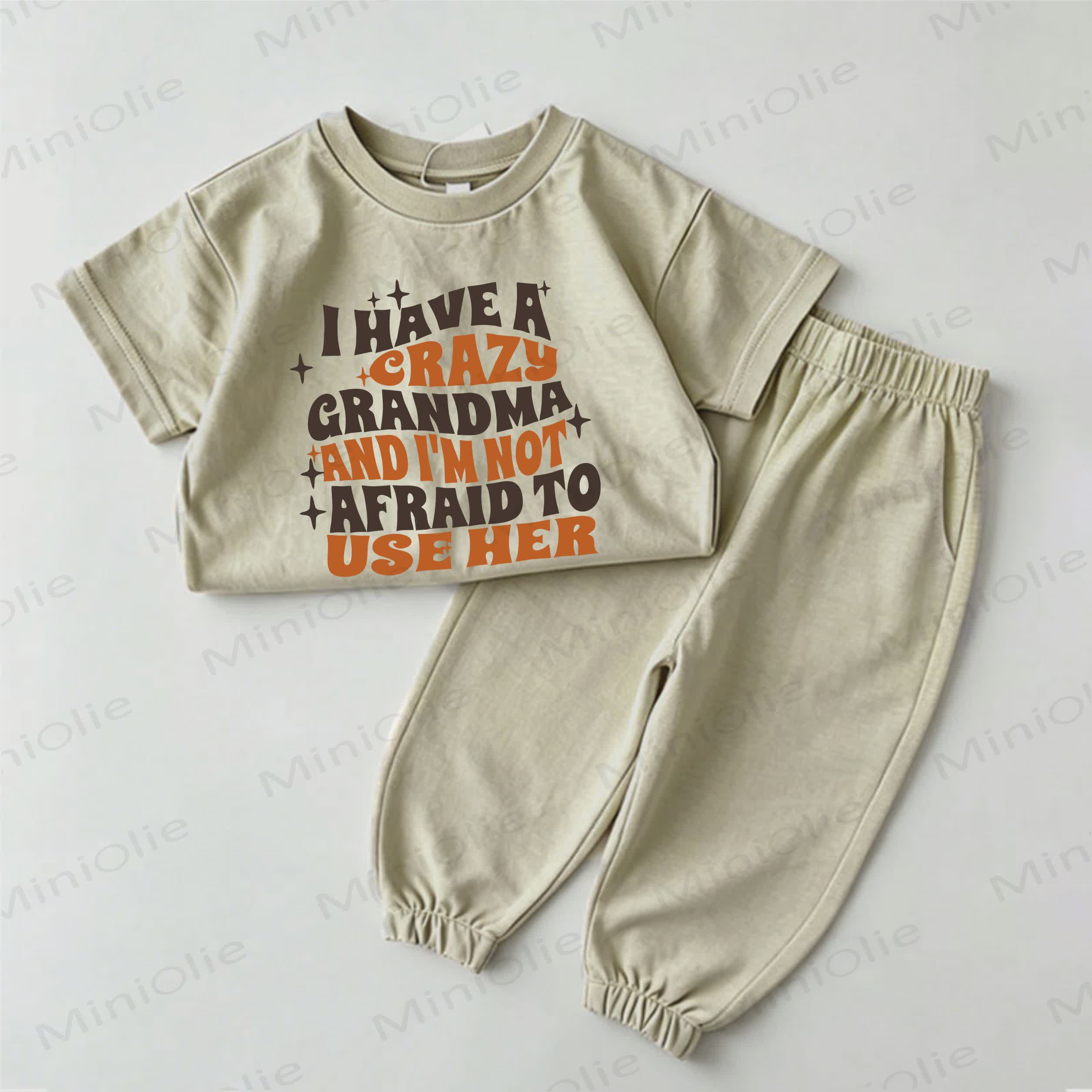 I HAVE A CRAZY GRANDMA AND I'M NOT AFRAID TO USE HER Baby Green Tee and Pants 2-Piece Set - Green - 2-3T - image 1