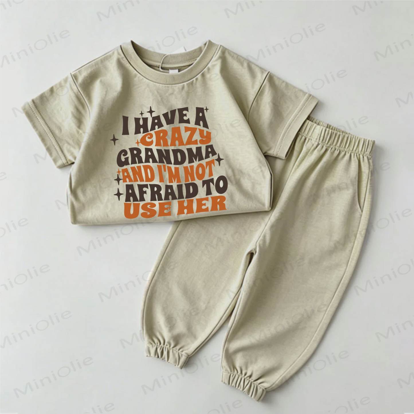 I HAVE A CRAZY GRANDMA AND I'M NOT AFRAID TO USE HER Baby Green Tee and Pants 2-Piece Set - Green - 2-3T - image 1