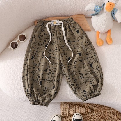 Toddler Animal Plaid Dots Flower Pants - Brown - 12Y - image 11