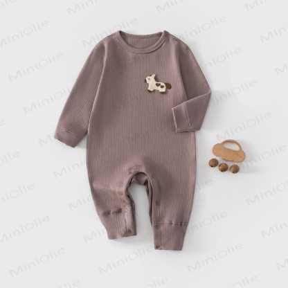 Baby Ribbed Animal Patch Romper - Grey - 18-24M - image 8