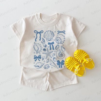 Baby Ocean Bowknot Print 2-piece White Set - White - 18-24M - image 1