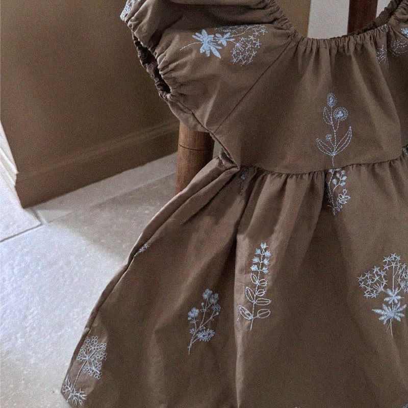 Baby Embroidered Flower Puff Sleeves Dress - image 6