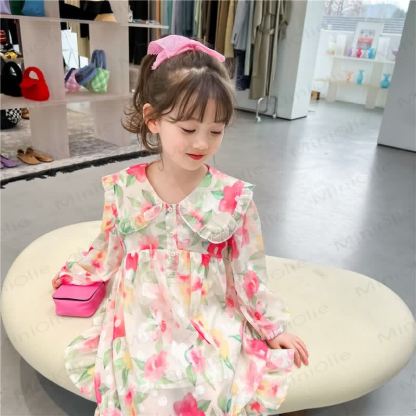 Toddler French Flower Beige Lapels Dress - image 9