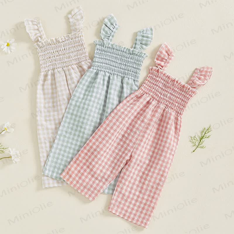 Baby Toddler Plaid Flutter Sleeves Romper - image 2