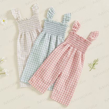 Baby Toddler Plaid Flutter Sleeves Romper - image 2