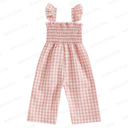 Baby Toddler Plaid Flutter Sleeves Romper - Pink - 3-4T - image 15
