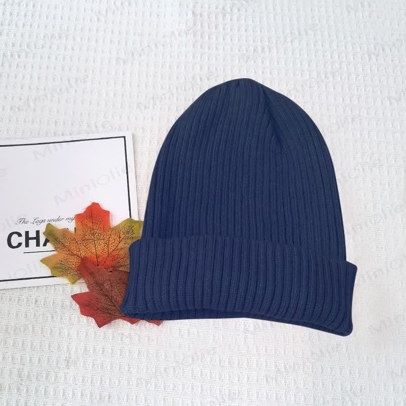 Baby Solid Color Simple Knitted Beanie - Navy - 12-24M - image 12