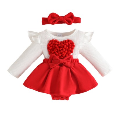 Baby Heart Rib Skirted Bodysuit with Headband - image 17