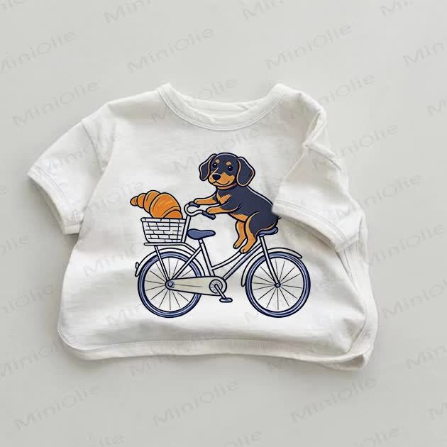 Baby the Little Dog Riding a Bicycle T-shirt - White - 18-24M - image 1