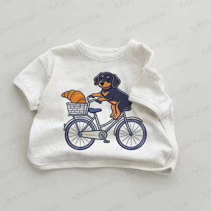 Baby the Little Dog Riding a Bicycle T-shirt - White - 18-24M - image 1