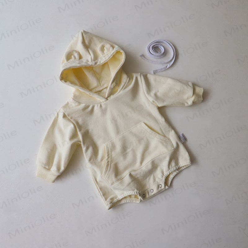 Baby Cute Bear Ears Hooded Bodysuit - Beige - 18-24M - image 5