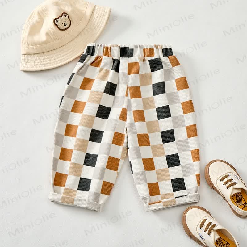 Baby Toddler Beige Checkerboard Cord Pants - image 4